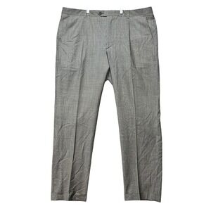 Santorelli Valencia Dress Pants Mens 42x32 Brown Micro Houndstooth Italy Wool